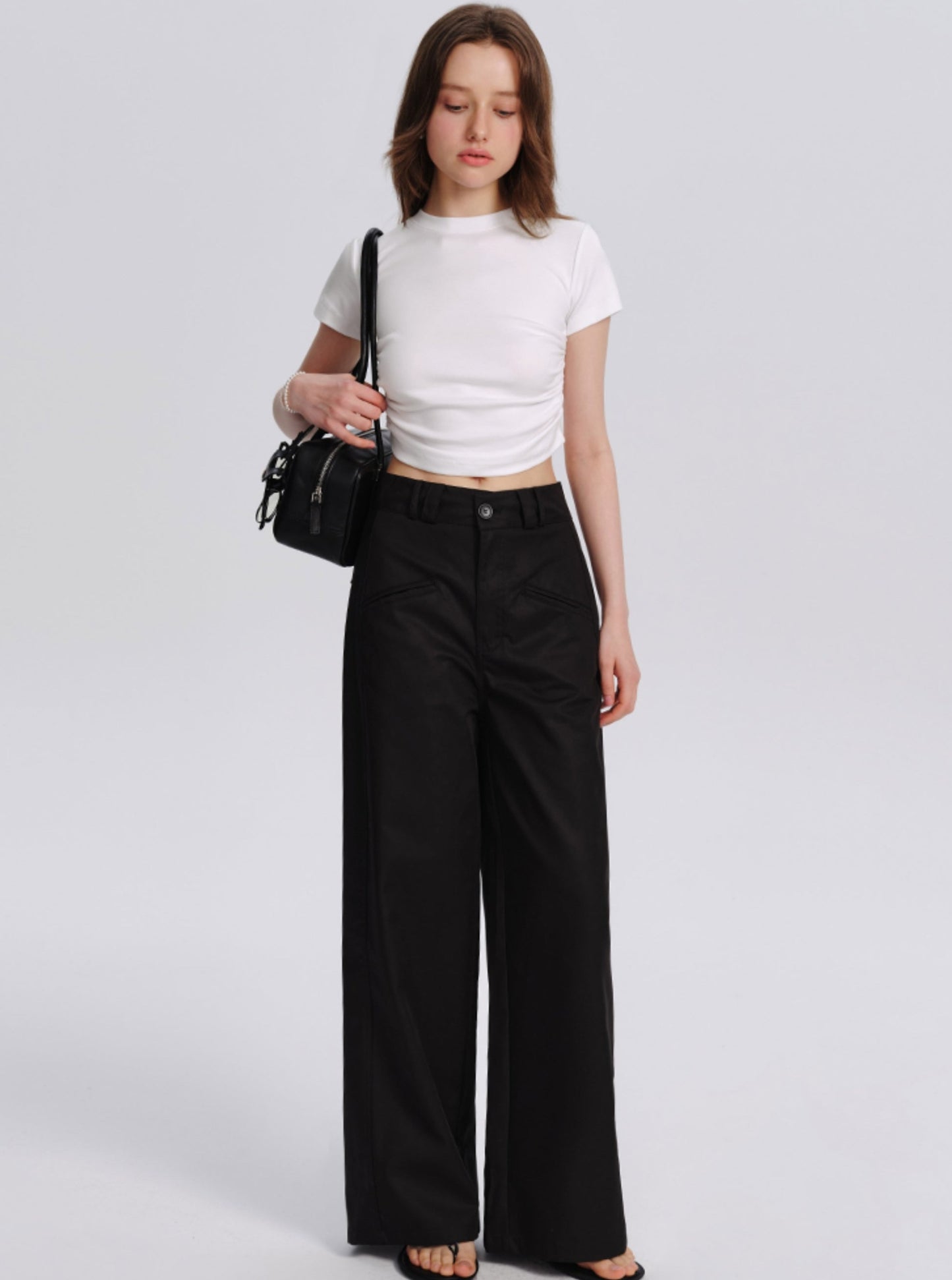 Black High-Rise Suit Pants