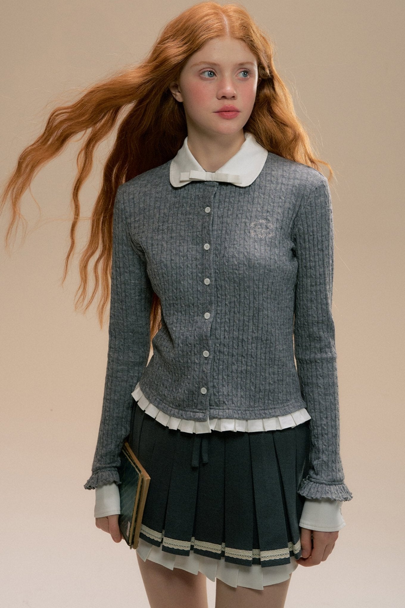 College Collar Long Sleeve Knit Top