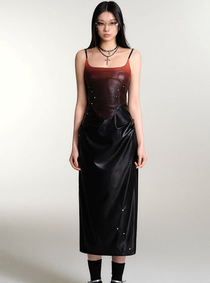 Corset Structure Skinny Leather Dress