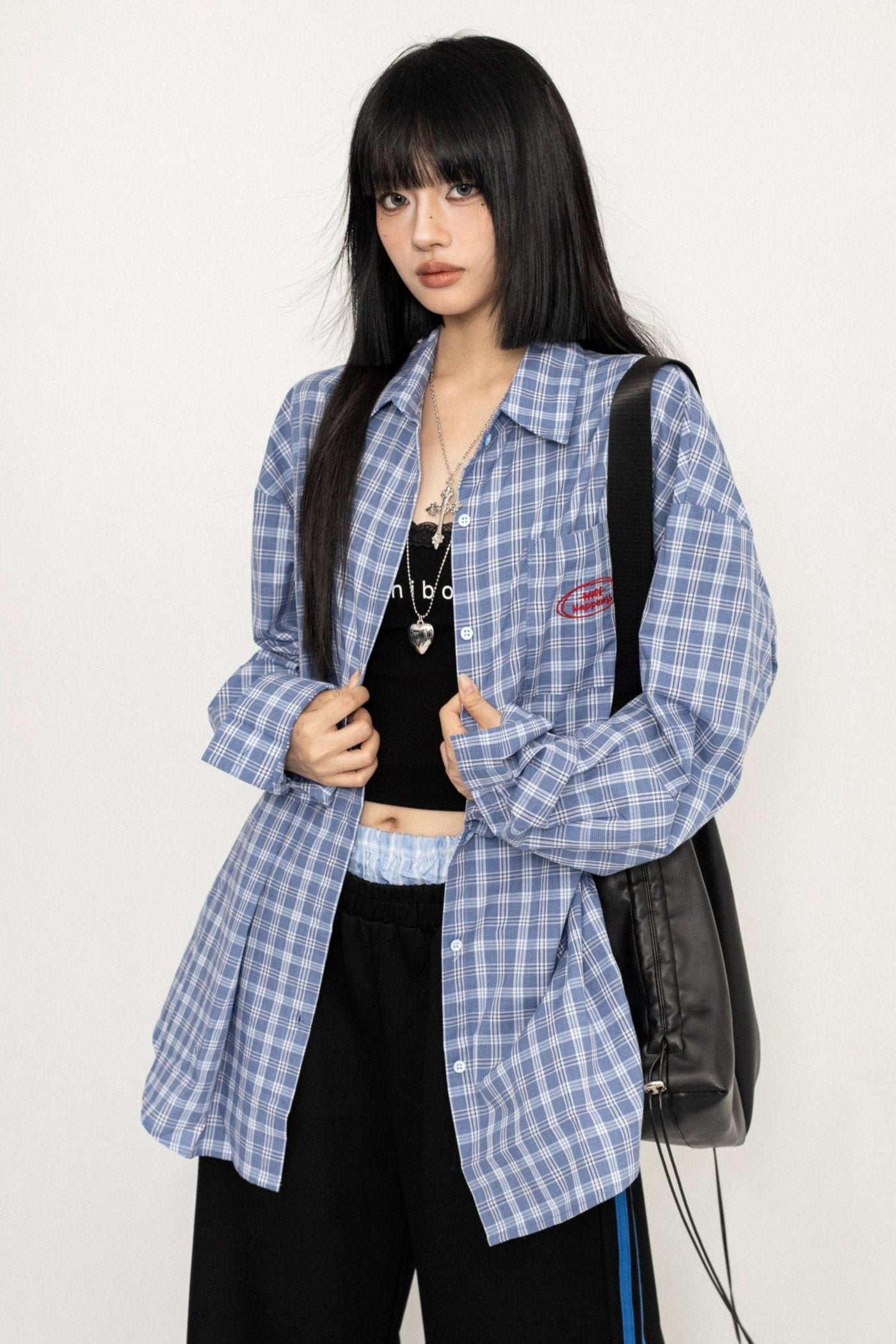 Oversized Blue Plaid Vintage Shirt