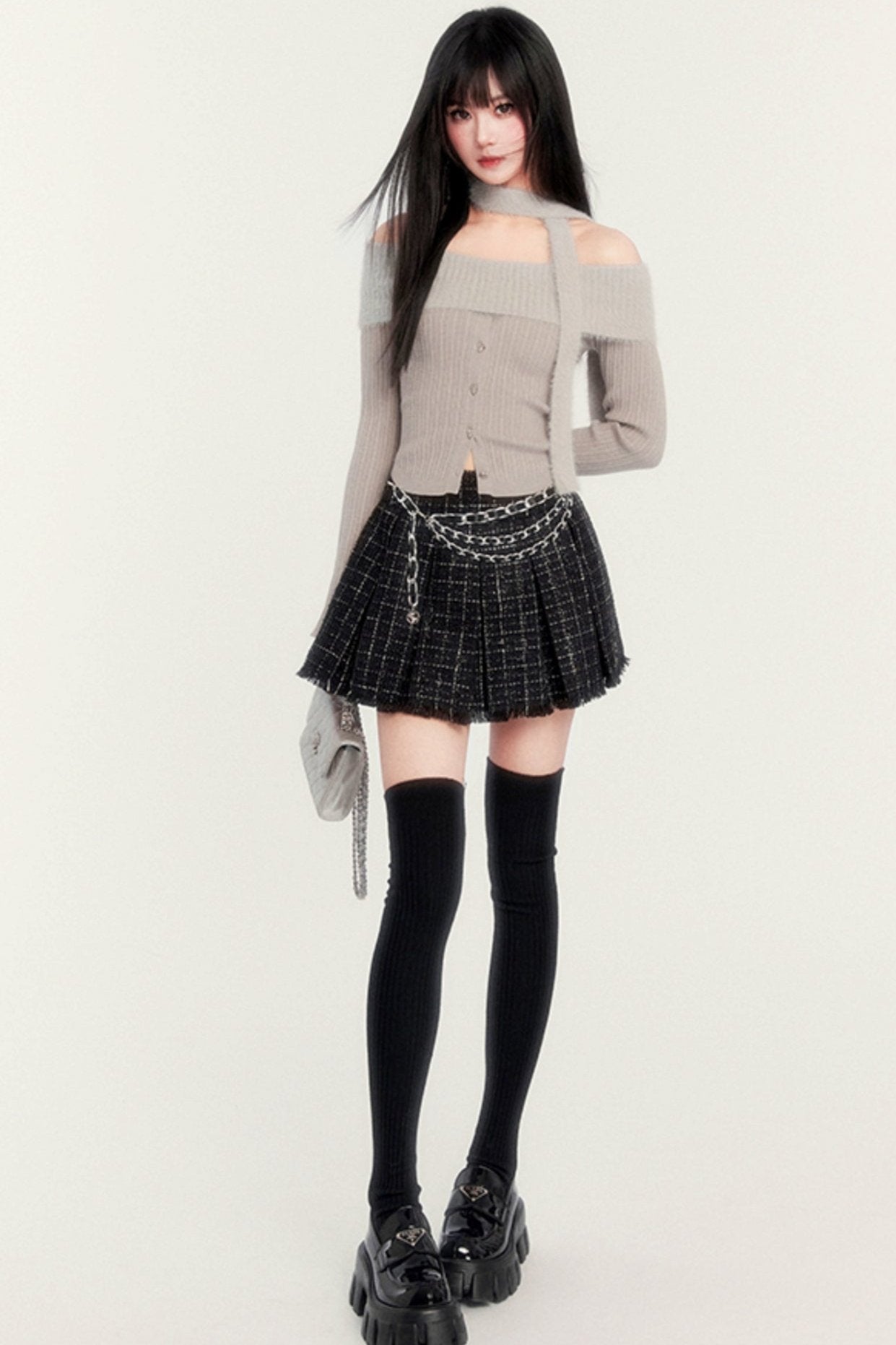 Short Rose Shirt & Pleated Skirt Set-Up