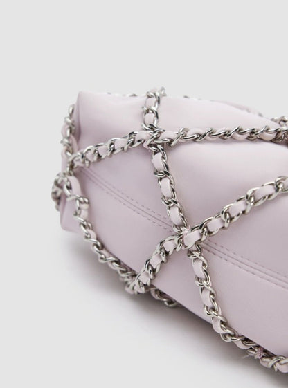 Nude Pink Chain Shoulder Bag