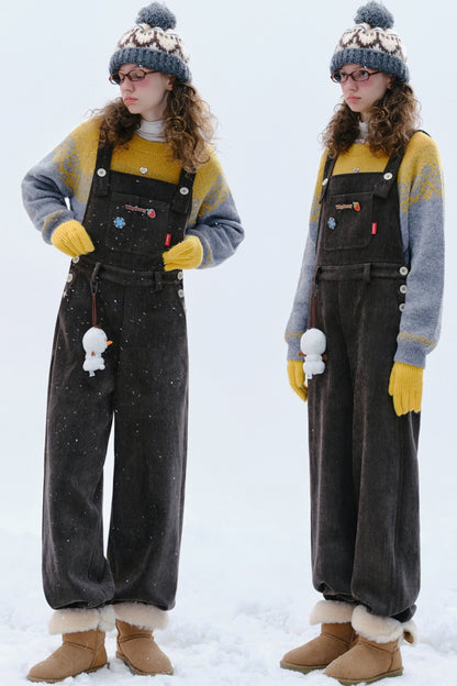 Solid Color Soft Heart Overalls Pants