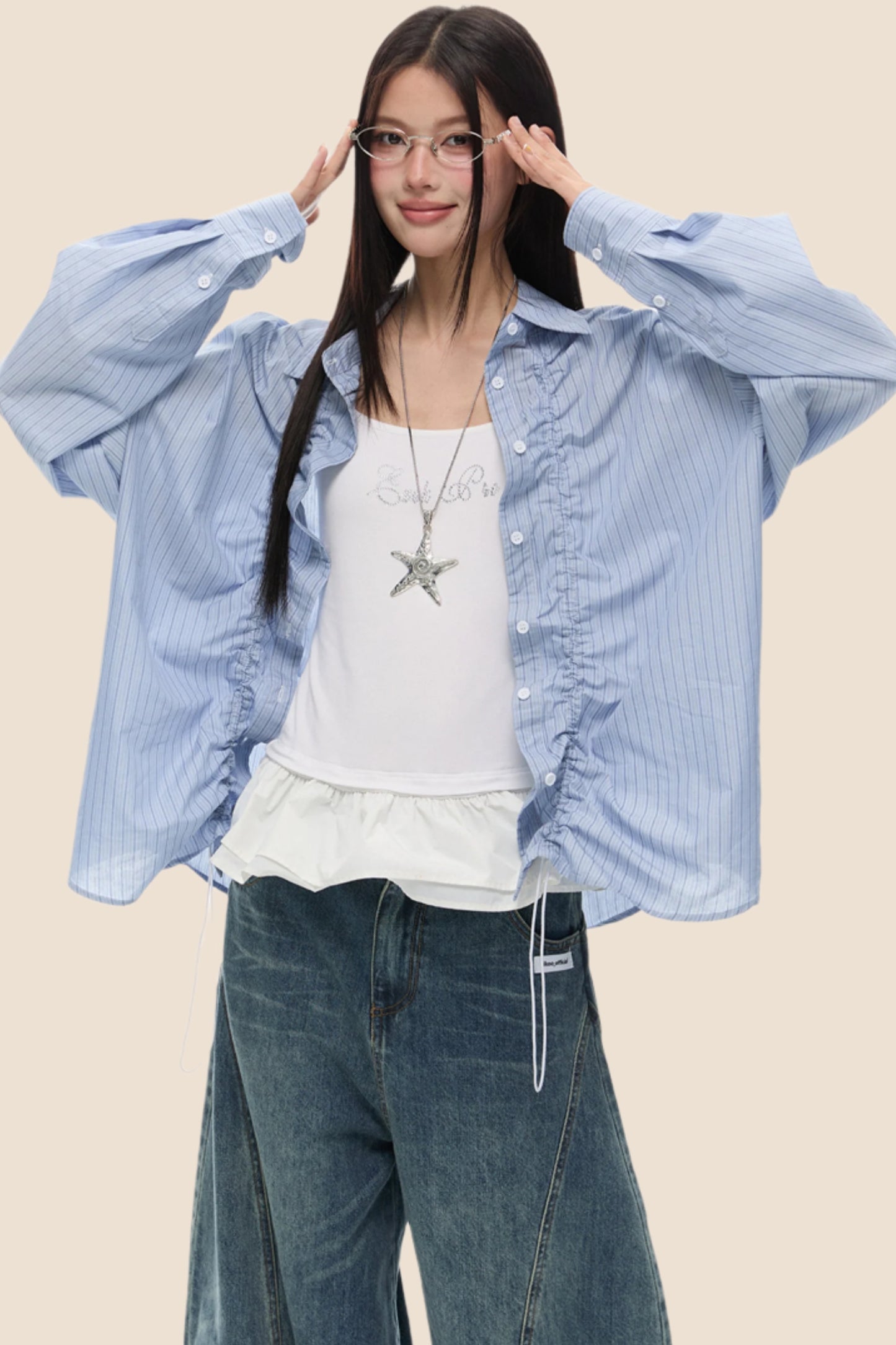 Loose Fit Gathered Shoulder Shirt