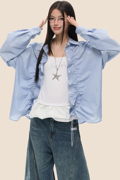 Loose Fit Gathered Shoulder Shirt