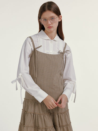 Bow Lace-up Cotton Shirt