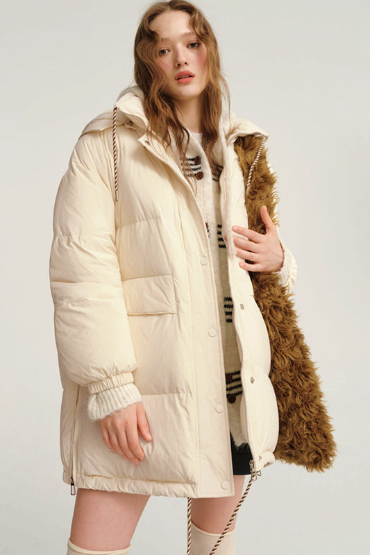 Designer Plus Mid-Length Down Jacket