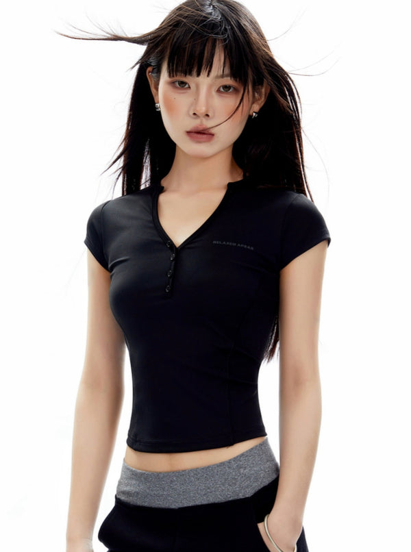 Yoga Exercise Quick Dry V-Neck Top