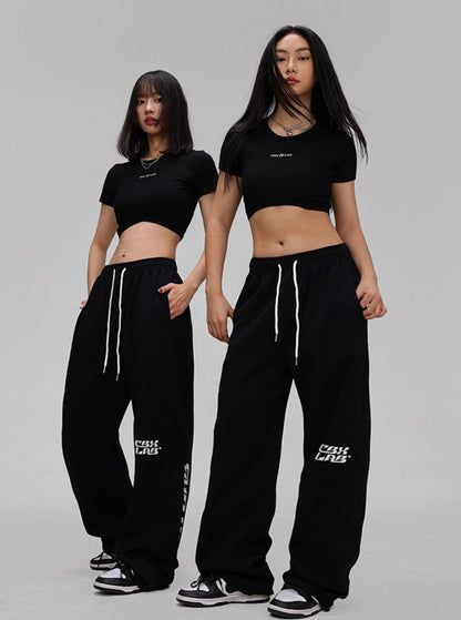 Hip-Hop Trendy Black Stitched Pants