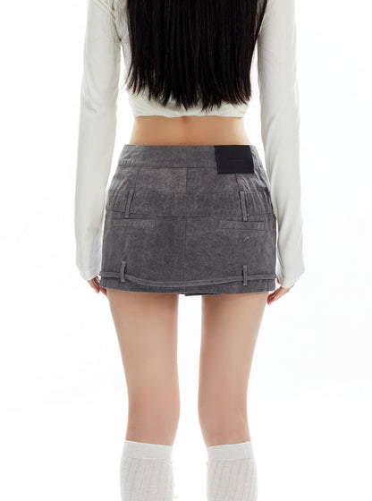 Retro Hottie Fried Wash Skirt