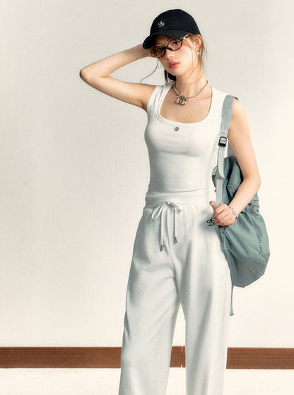 Sleeveless Wide-Shoulder Vest Top