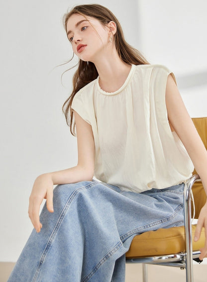 French High-Quality Sleeveless Shirt