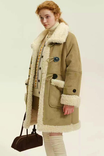 French Horn Button Fur Jacket