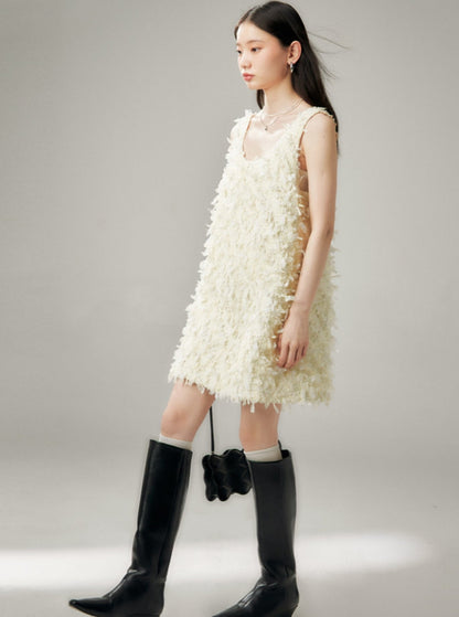 Feather Whisper Texture Vest Dress