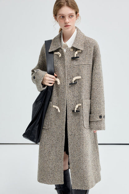 Wool Twill Knee-Length Coat