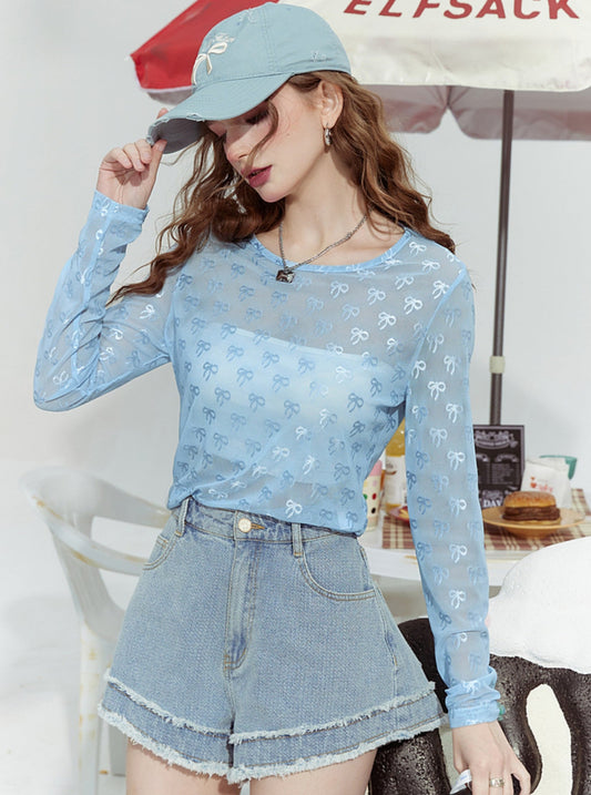 Fairy Pocket Glitter Bow Mesh T-Shirt