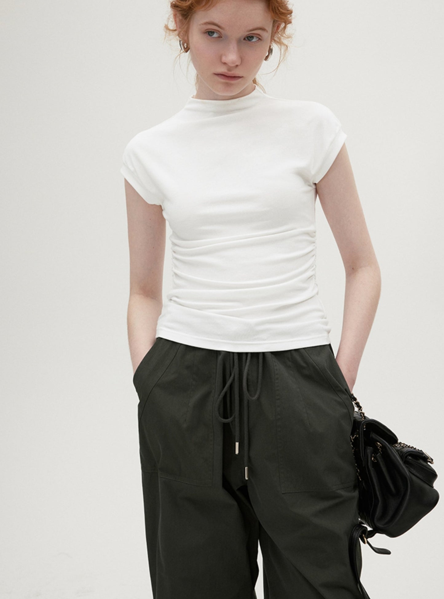 Ruched Texture Wide-Leg Pants