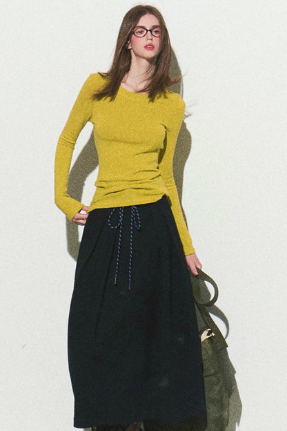 Solid Color Wool Knit Casual Top