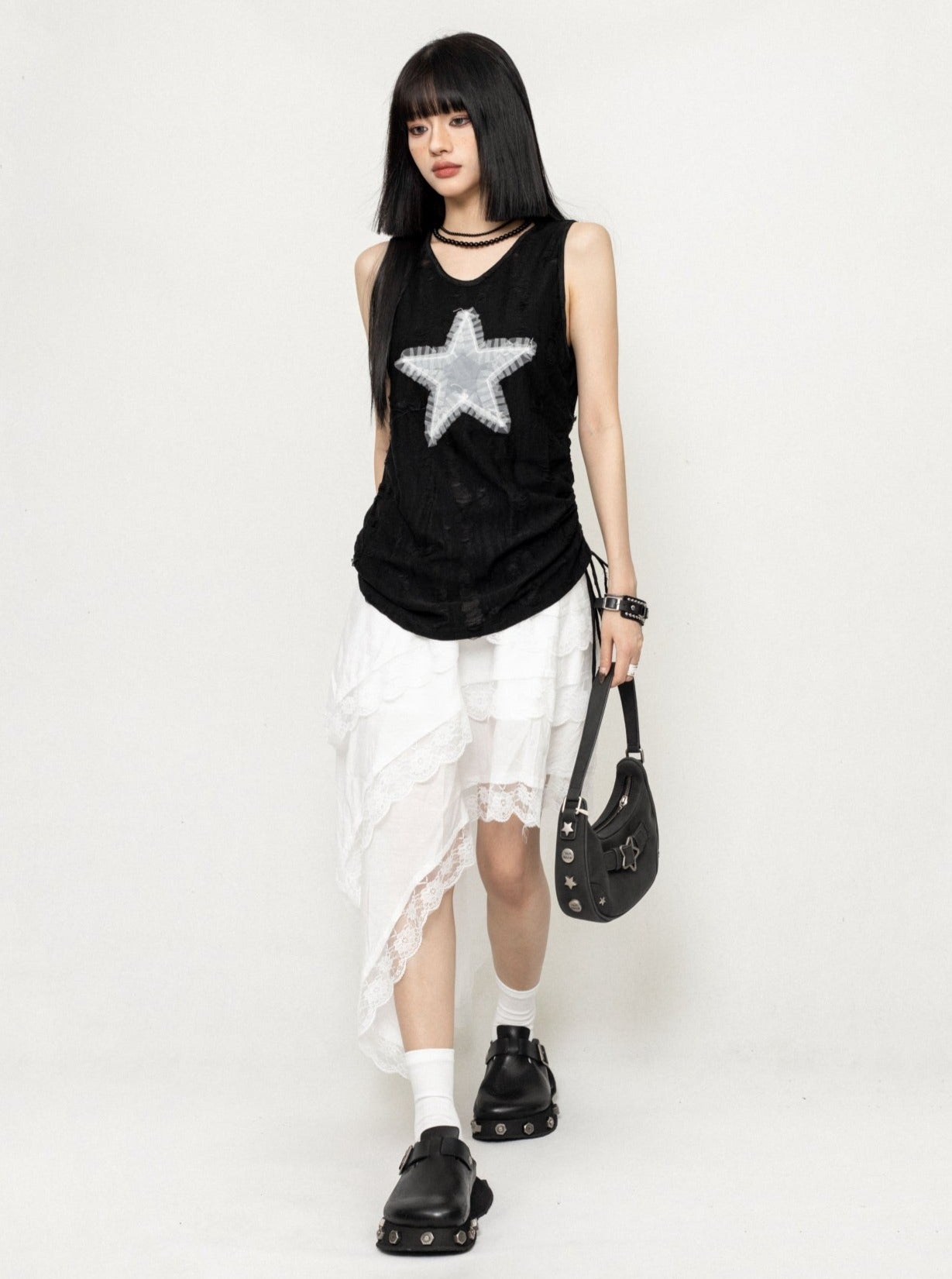 Star Sleeveless Drawstring Vest Top