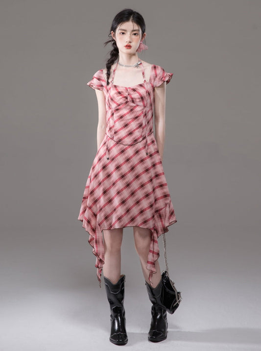 Sandalwood Red Checkered Dress