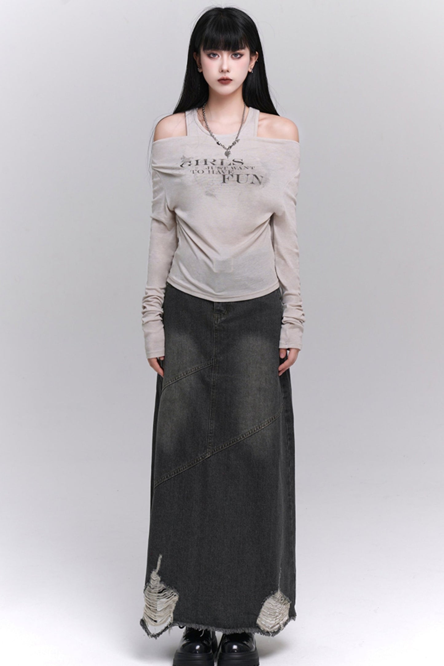 New Fashion Long Denim Skirt