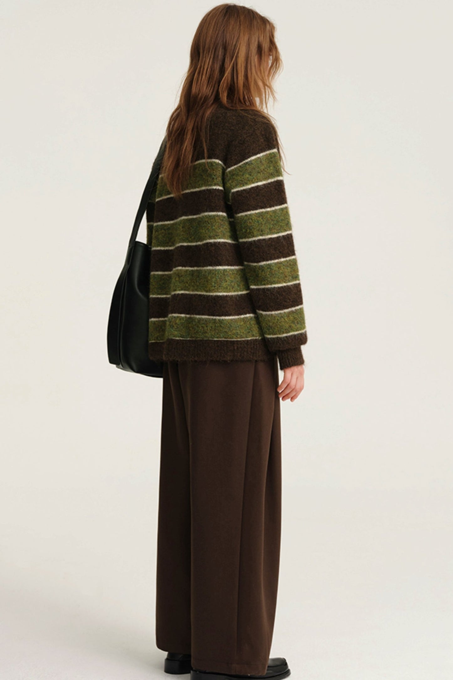 Striped Knitted Wool Cardigan Coat