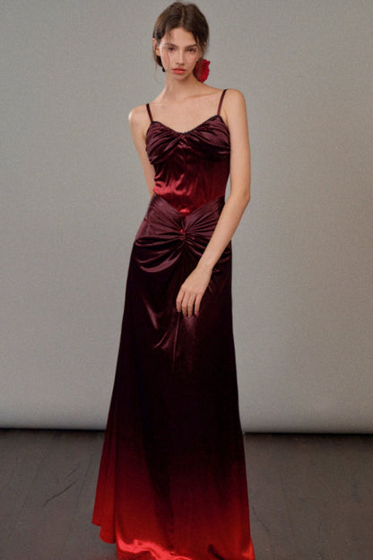 [9.19 20 o'clock new] gunsmoke rose velvet slip dress women's long temperament thin skirt