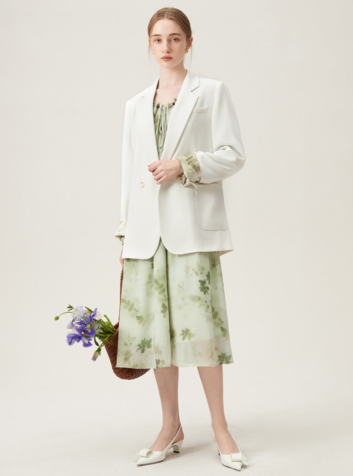 French Temperament Mint Floral Dress