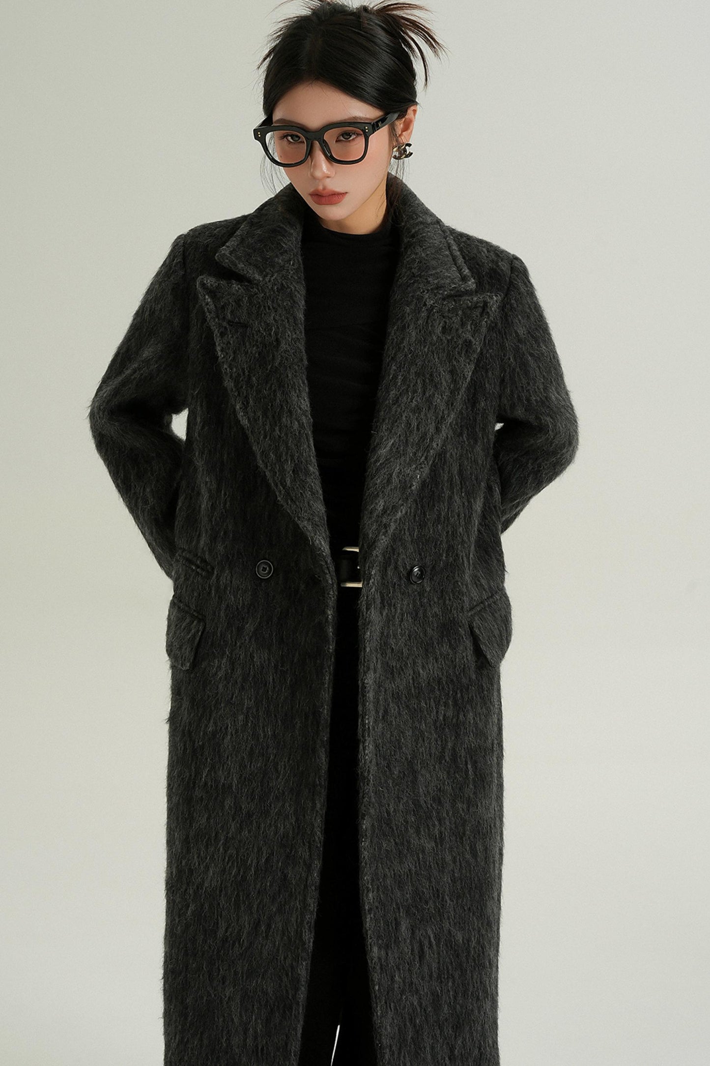 Classic Long Wool Tweed Coat