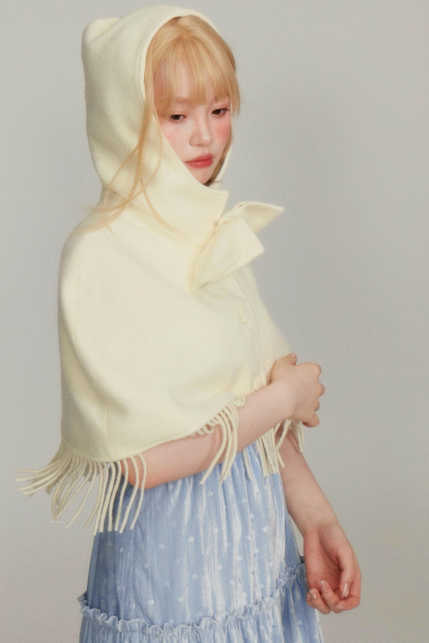 Giant Bow Tassel Wool Shawl