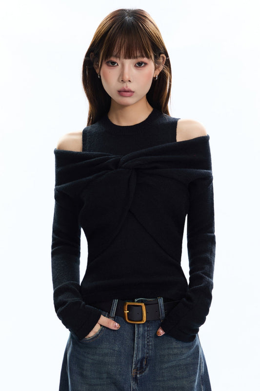 [New on September 19] APEA winter design twisted turtleneck halterneck knit two-piece top