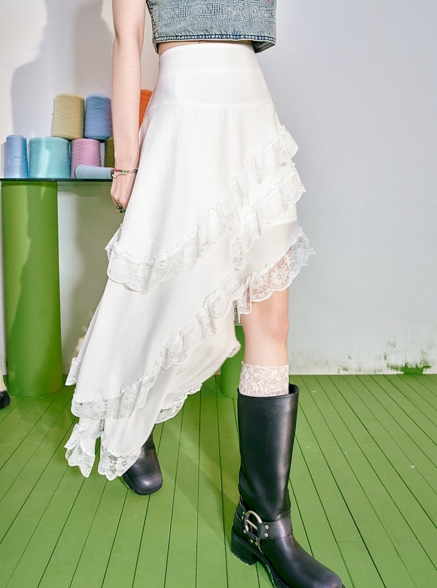 High Waist Organza Fishtail Skirt