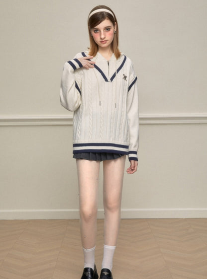 Fake Two Piece College Style Sweater