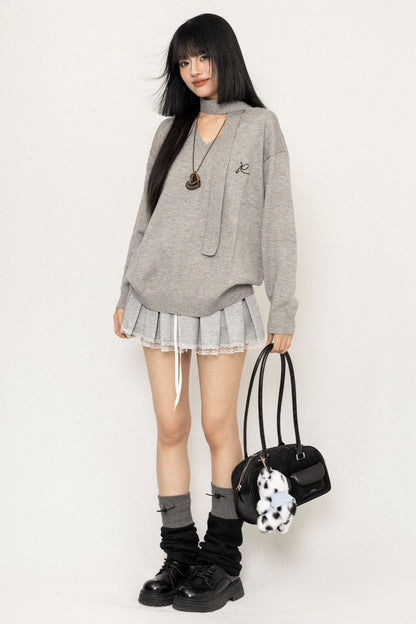 Gray Wool Knit Sweater