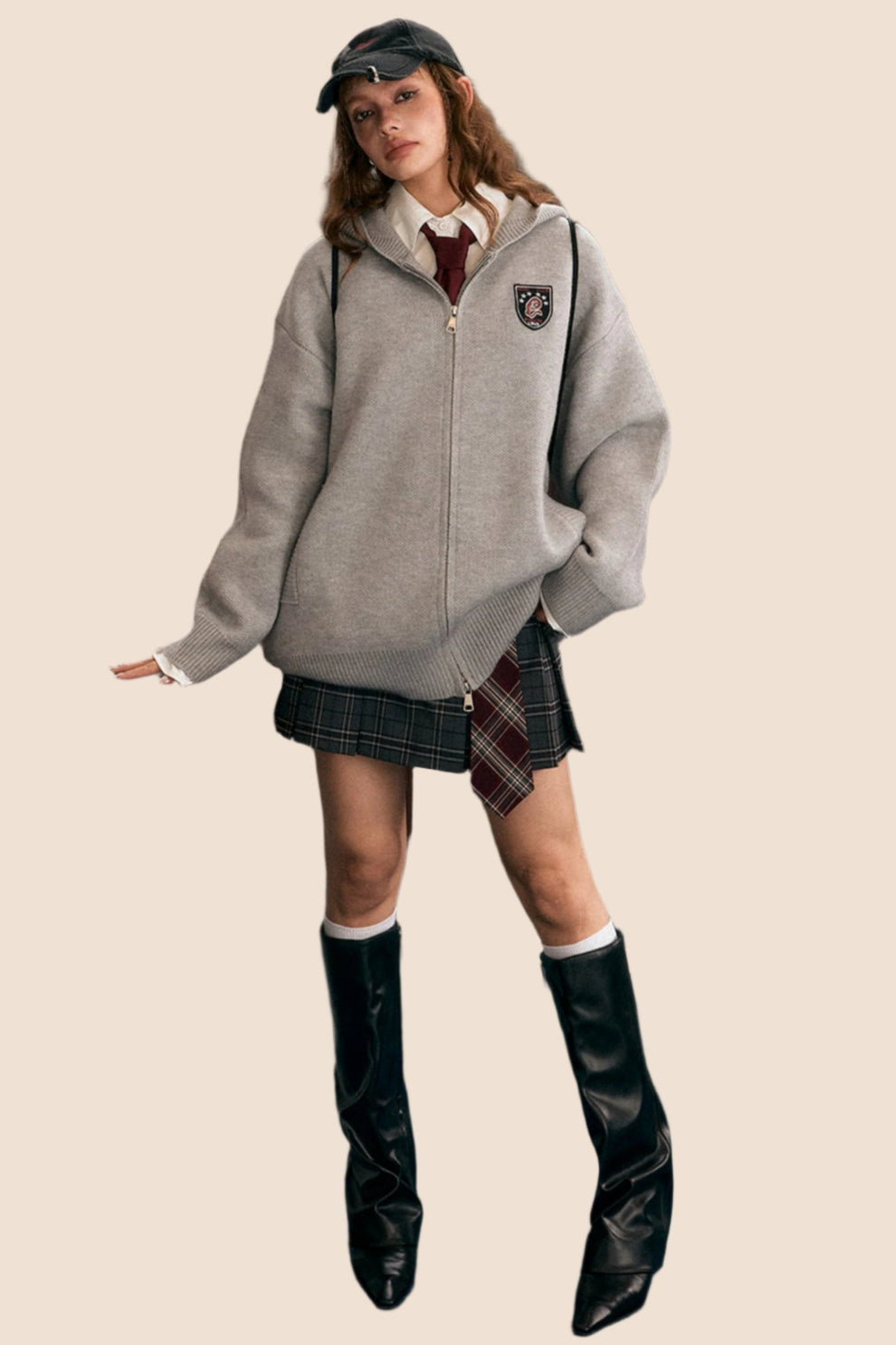Casual Loose Fashion Hooded Long Sleeve Knitted Suit