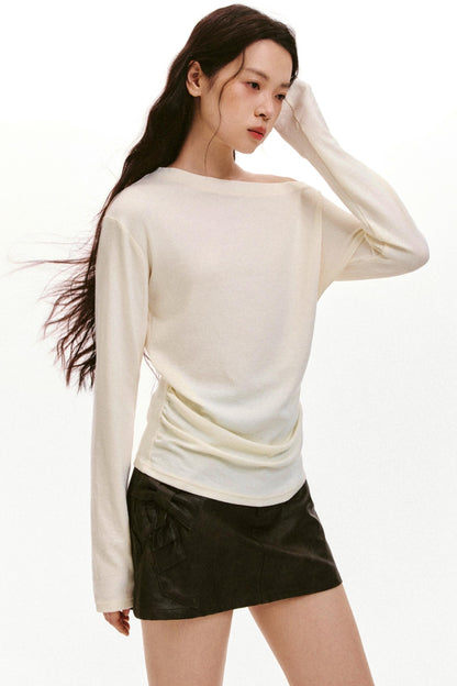 Lyocell Wool Slanted Shoulder Shirt