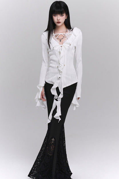 Ghost Girl Korean White Shirt Design Top