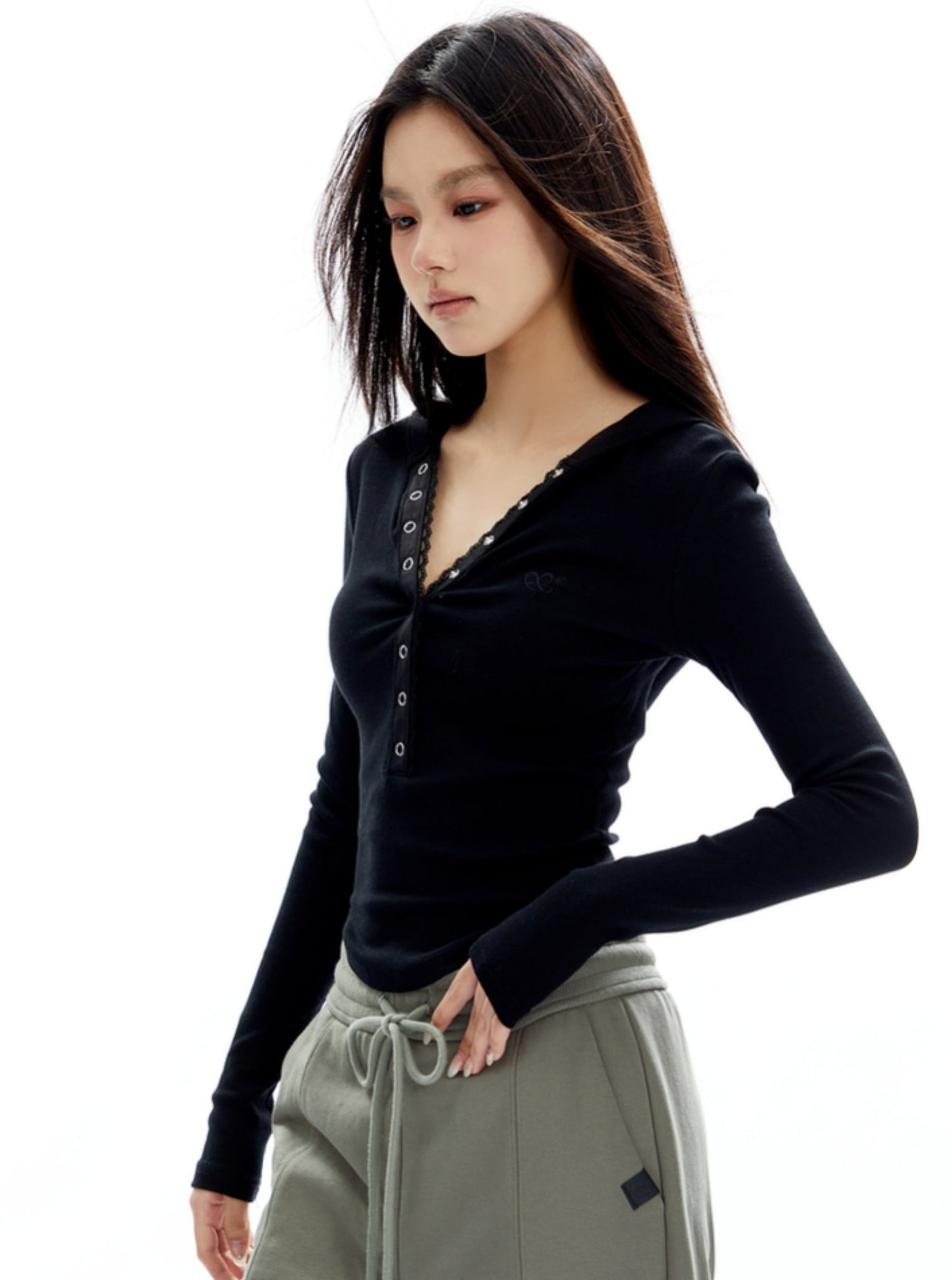 Hooded Base Layer Hottie Shoulder Top