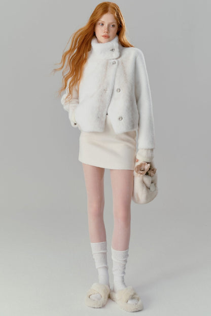 WHITE MINK FUR SHORT COAT