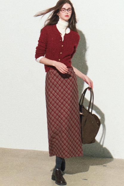 Retro Split Long Skirt