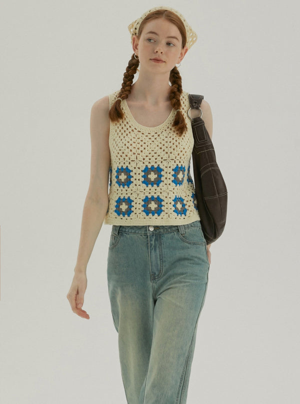 Hand Hook Vintage Checkered Vest Top