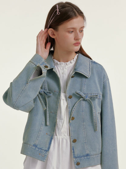 Blaue Retro Casual Cropped Denim Jacke