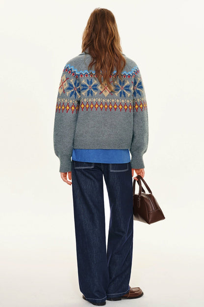 Preppy Lapel Fair Isle Sweater