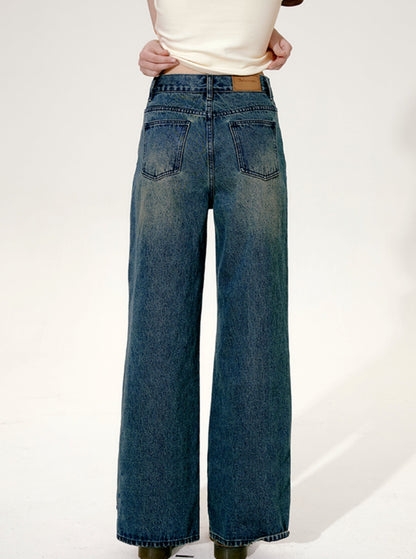 Nap Loose Draping Straight Leg Jeans