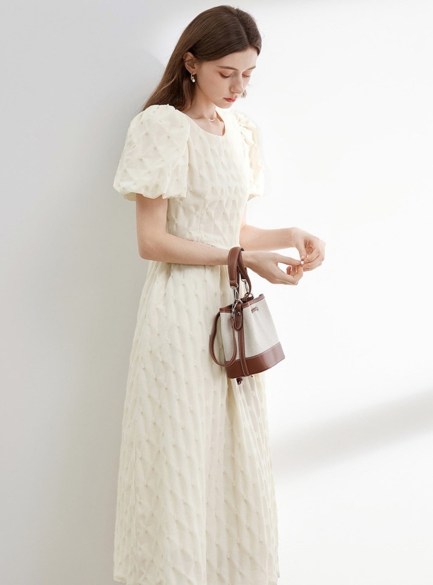 French Elegant Puff Sleeve Dress