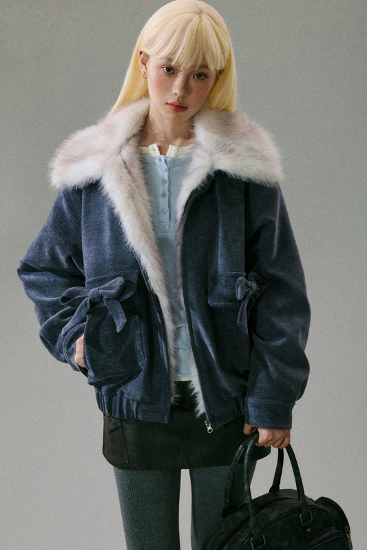 Chenille Fur Collar Jacket