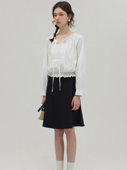 Elegant temperament ruffle open shirt