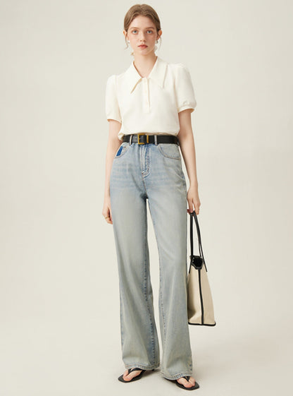 High-Waist-Jeans mit Vintage-Waschung