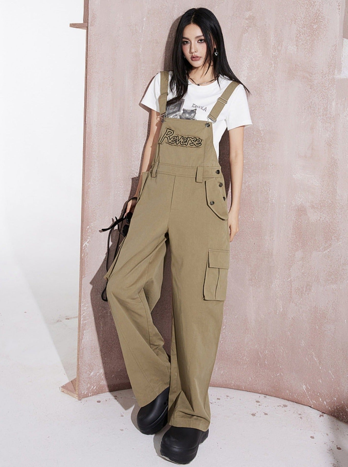 Maillard Cargo Bib Wide-Leg Pants