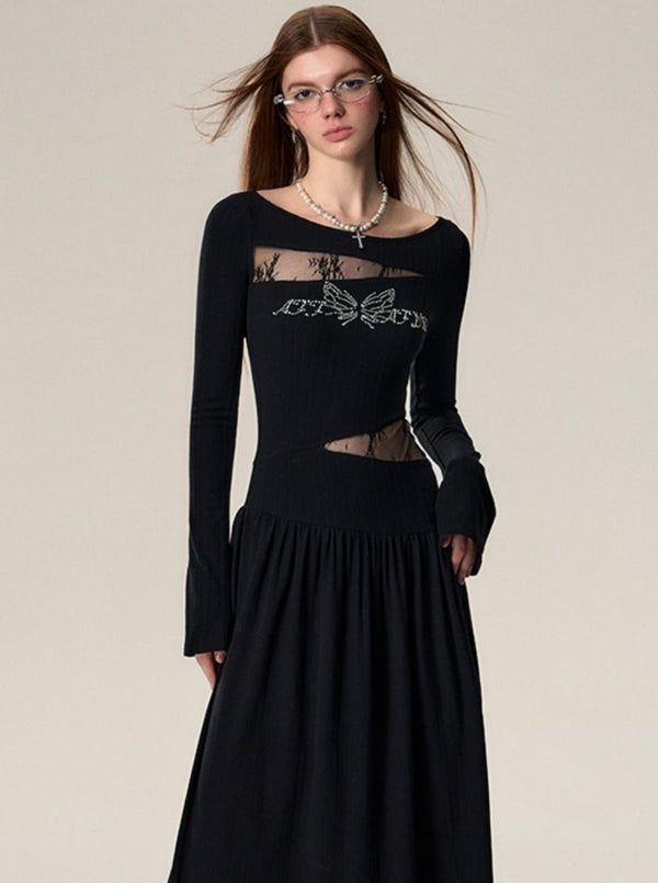 CUT-OUT LONG SLEEVE DRESS